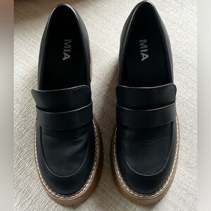 MIA Black Leather Platform Loafers
